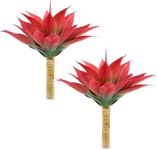 Vista 26 de Velener Plantas artificiales de agave falsas, Plantas suculentas falsas para decoración de habitaciones, tallos de plantas de agave sintético sin