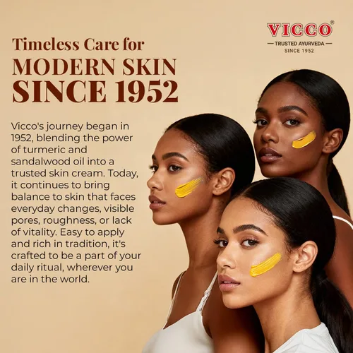 Vista 7 de Vicco Crema desaparecedora de cúrcuma con aceite de sándalo 70 años Legacy of Ayurveda, con cúrcuma para el cuidado diario de la piel, fórmula