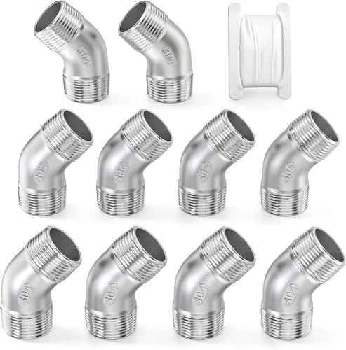 Vista 48 de TAISHER 2 piezas de acero inoxidable 304 accesorios de codo de 90 grados, tubo hembra NPT de 1 pulgada a 1 pulgada NPT hembra 304 accesorio