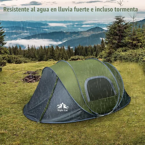 Vista 5 de Night Cat Pop-up Camping Tent: 2 to 4 Person Tent Waterproof Instant Easy Setup Family Tent