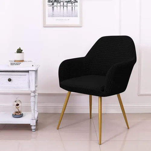 Vista 2 de Yonus - Fundas para sillas de comedor Parsons, juegos de fundas para sillas, fundas para sillones, fundas protectoras extraíbles, fundas para Negro