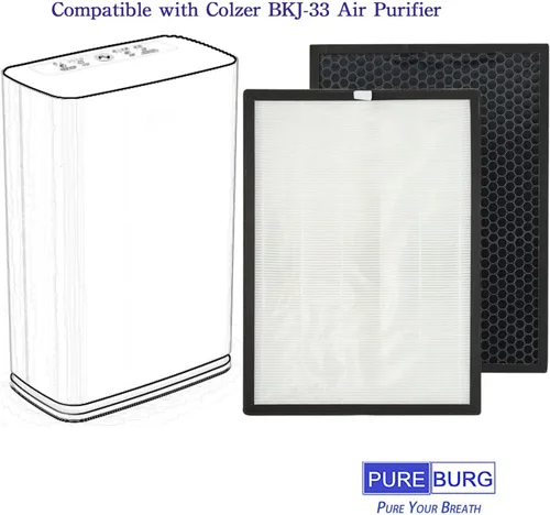 Vista 2 de PUREBURG Filtro de repuesto compatible con el purificador de aire COLZER BKJ-33, H13 True HEPA y filtración multicapa de carbón activado, paquete