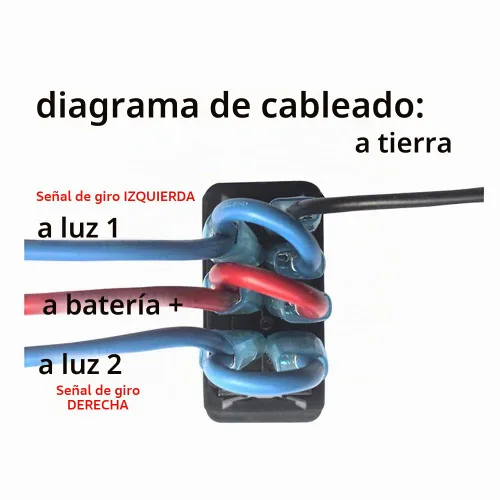 Vista 6 de Interruptor basculante de señal de giro LED ámbar de 7 pines ON-OFF-ON DPDT con cables de puente para motocicleta UTV ATV SXS carrito de golf