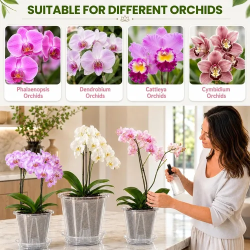 Vista 7 de Paquete de 12 macetas de plástico transparente para orquídeas con 4 pulgadas + 5 pulgadas + 6 pulgadas
