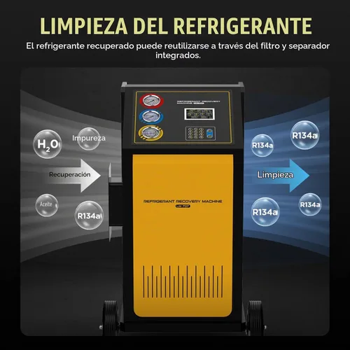 Vista 9 de LM707 Máquina automática de recarga de recuperación de CA, tanque interno de 26.5 lbs y escala de alta precisión incorporada (± 0.35 oz)