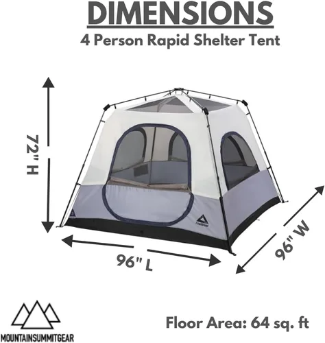 Vista 3 de Caddis Rapid - Tienda de campaña desplegable para 4/6 personas para una fácil instalación, capacidad para 4/6 personas para acampar, por Caddis