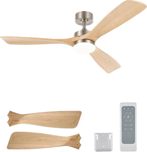 Vista 11 de VONLUCE Ventilador de techo de madera con luces de 52 pulgadas, gris