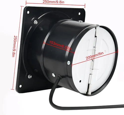 Vista 7 de Ventilador de escape con enchufe, extractor de 8 pulgadas 735CFM a través de la pared con motor de cobre puro ligero, ventilador de ventilación
