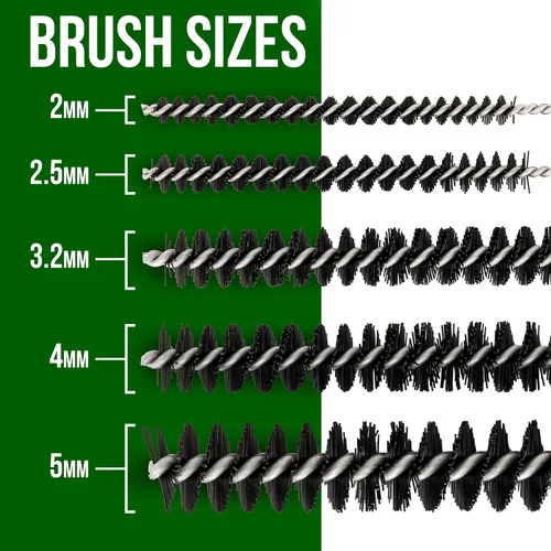 Vista 2 de Master Airbrush Kit de limpieza de 11 piezas, juego de limpieza para aerógrafo con 5 cepillos, 5 pinzas y manual de instrucciones, mini kit