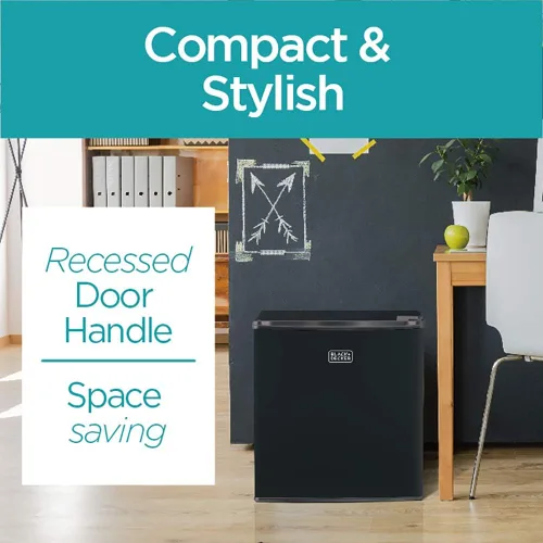 Vista 4 de BLACK+DECKER BCRK17B - Refrigerador compacto Energy Star de una sola puerta con congelador, 1.7 pies cúbicos, negro y microondas Farberware