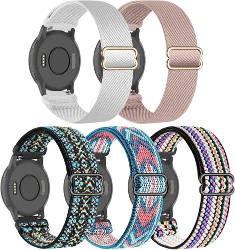 Vista 12 de Paquete de 5 correas elásticas de nailon de 0.866 pulgadas compatibles con Garmin Venu 3/2, Forerunner 265/255/Vivoactive 4, correa de repuesto