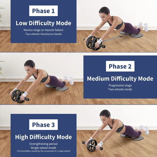 Vista 5 de Ally Peaks Rueda de rodillo abdominal con resistencia ajustable, abdominales de rebote automático y equipo de entrenamiento de núcleo