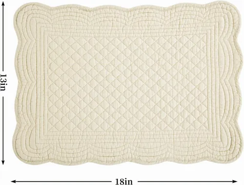 Vista 2 de HOMBYS Juego de 4 manteles individuales acolchados rectangulares lavables para mesa de cocina, 100% tela de algodón, manteles individuales Lino