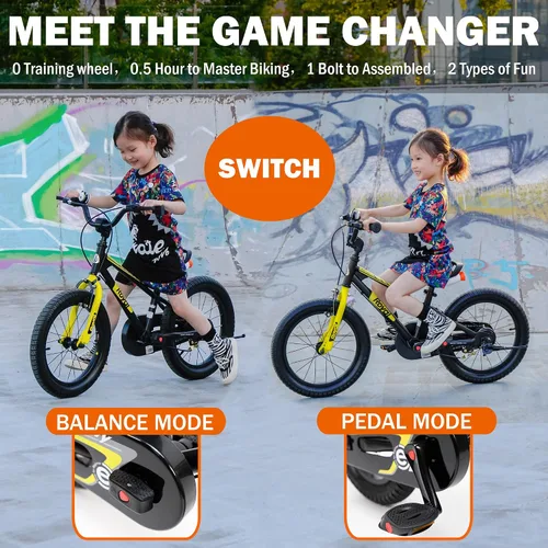 Vista 20 de RoyalBaby EZ Kids Bike 12 14 16 18 20 Inch Balance Pedal 2-in-1 Training Bicycle Boys Girls Ages 3 to 12 Years Easy Learn for Beginners