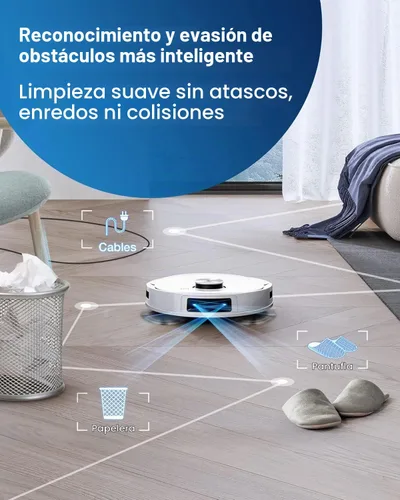 Vista 5 de ECOVACS DEEBOT TEO+ Robot aspirador y trapeador combinado con estación de vacío automático, mapeo láser de precisión, mapas 3D, trapeador oscilante