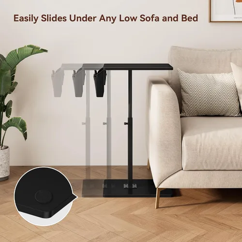 Vista 8 de Vagusicc - Mesa con bandeja para apoyabrazos de sofá, mesa giratoria de 360° con altura ajustable para TV, mesa auxiliar para espacios pequeños