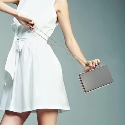 Vista 6 de WJCD - Bolso de mano de acrílico transparente para mujer, bolso de hombro con correa de cadena de dorada desmontable Premium Acrylic, Stadium