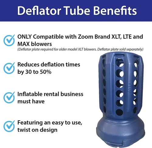 Vista 2 de Accesorio de tubo deflador para soplador Zoom para casas inflables y toboganes, acelera la deflación en un 50%, compatible con sopladores Zoom MAX