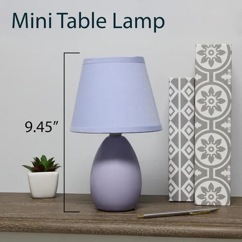 Vista 6 de Simple Designs LT1197-PRP Lámpara de Mesa de Cerámica Ovalada Mini Elegante y Estilizada Oblonga de 9.45" con Pantalla a Juego, para Sala de Estar