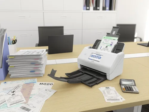 Vista 6 de Epson RapidReceipt RR-600W Escáner de recibos y documentos inalámbrico de escritorio a color dúplex con software de gestión de recibos, pantalla