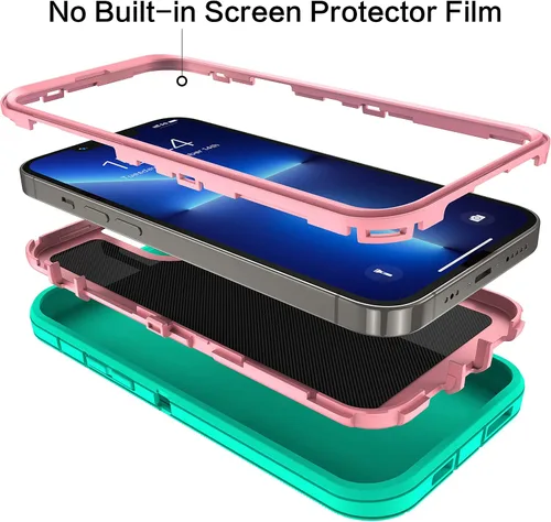 Vista 5 de MXX Funda compatible con iPhone 13 Pro Max, 3 capas súper protectoras, cuerpo resistente, resistente a golpes y polvo, diseñada para Apple 13 Pro