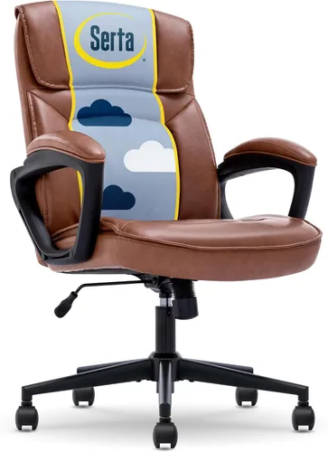 Vista 20 de Serta® Hannah Silla ejecutiva para oficina en casa, ergonómica de respaldo medio con soporte lumbar, cojín de asiento firme, almohadas corporales