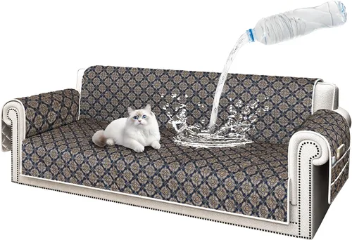 Vista 48 de ALIECOM Funda de sofá 100% impermeable para sofá de 3 cojines, fundas para sofá aptas para mascotas, lavables, con estampado, antideslizantes