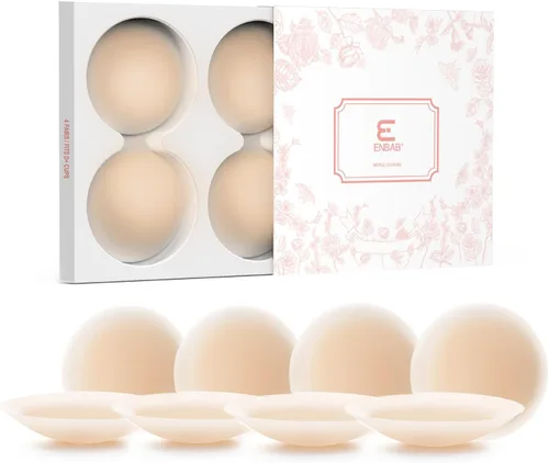 Vista 9 de ENBAB Nipple Covers for Women, Reusable Adhesive Silicone Bra Pasties for No Show Strapless Dress