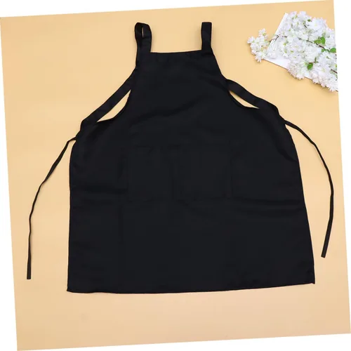 Vista 8 de SECFOU Delantal de servicio negro para mujer, delantal de cocina ajustable, delantal ajustable con babero