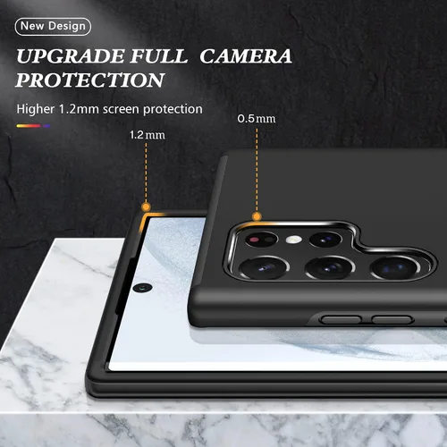 Vista 3 de Funda para Samsung Galaxy S22 Ultra, S22 Ultra con protector de pantalla de TPU flexible autorreparable [2 unidades], funda invisible de grado