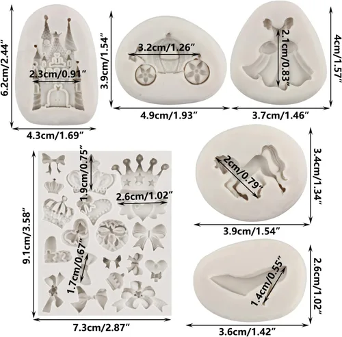Vista 10 de Sijiangmold Juego de 6 moldes de silicona con temática de cenicienta