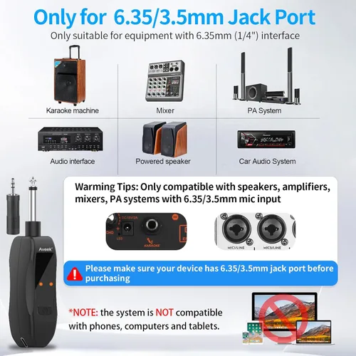 Vista 6 de Aveek Micrófono inalámbrico para karaoke, micrófono de mano profesional para cantar con receptor recargable, micrófono de karaoke inalámbrico
