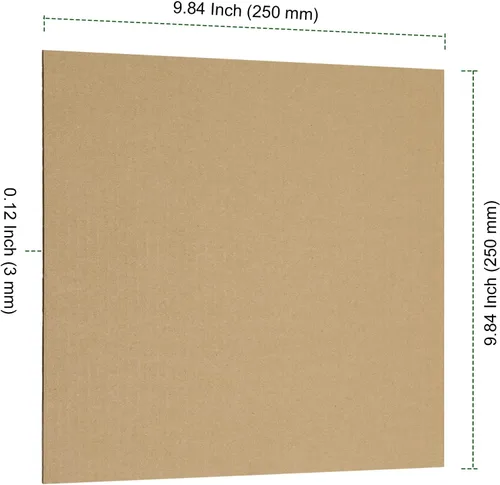 Vista 2 de PINGEUI 50 hojas de cartón corrugado de 10 x 10 pulgadas, hojas de cartón kraft marrón de 1/8 pulgadas de grosor, cartón corrugado para embalaje
