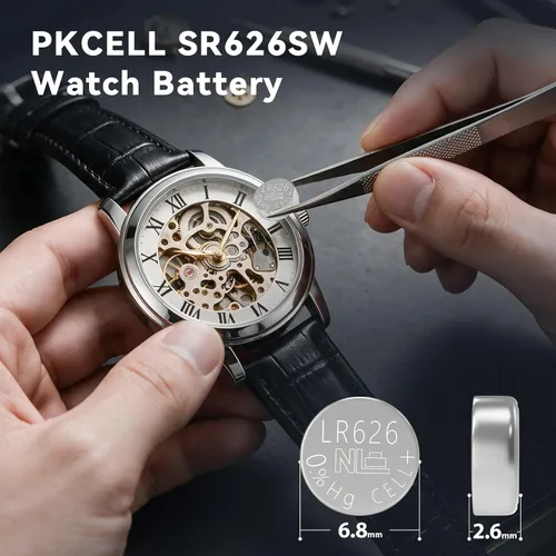 Vista 2 de PKCELL 10 unids LR626 Batería 377 SR626sw Reloj Batería 1.5Volt Alcalinas AG4 Pilas de Botón Baterías de botón de 1.5V para relojes, calculadoras