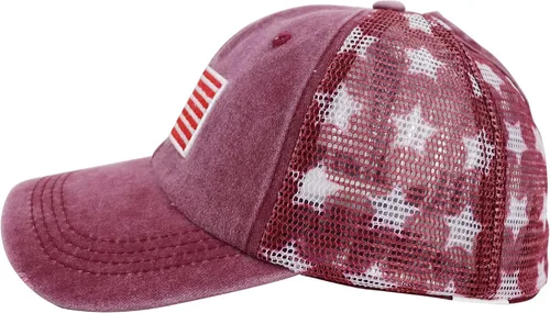 Vista 19 de Gorra de béisbol con la bandera estadounidense para mujer, divertida gorra de béisbol bordada y desgastada ajustable
