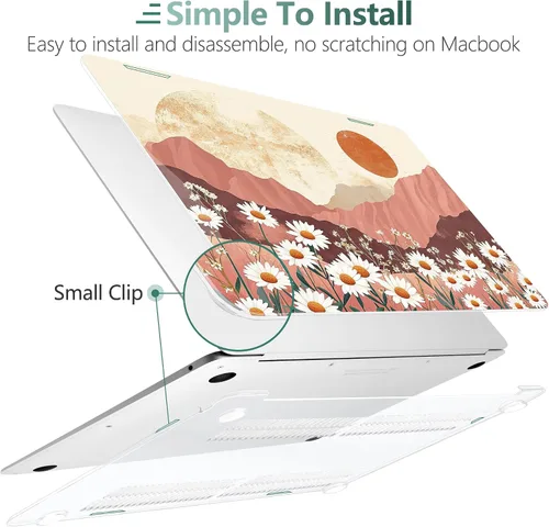 Vista 73 de TWOLSKOO Funda para MacBook Air de 13,3 pulgadas (versión antigua 2018-2021, modelos: M1 A2337, A2179, A1932) - Carcasa rígida con protector de Flor