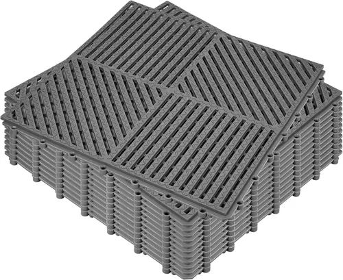 Vista 16 de ToLanbbt Cojín modular entrelazado 8P de 11.8 x 11.8 pulgadas, agujeros de drenaje de goma entrelazados antideslizantes para cubierta, ducha