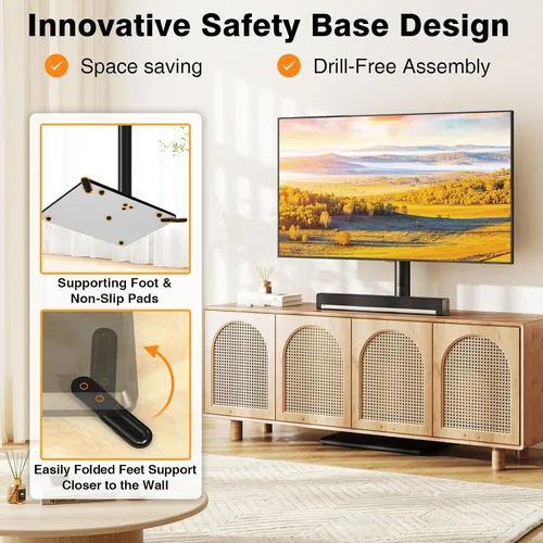 Vista 8 de TVON Soporte universal para TV de piso con soporte para la mayoría de Negro