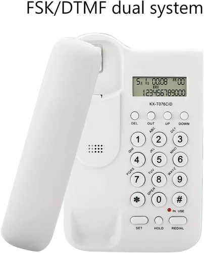 Vista 5 de TOPINCN Teléfono con cable Teléfono fijo para oficina Uso de escritorio en casa Blanco