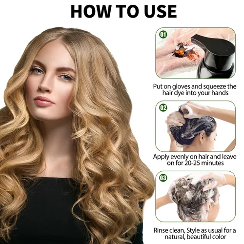 Vista 7 de Champú de tinte para el cabello castaño rubio para cobertura de canas, champú 3 en 1 para el color del cabello Rubio café
