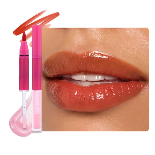 Vista 29 de evpct Lápiz labial líquido mate malva con aceite de labios, acabado brillante, lápiz labial 2 en 1, resistente al agua de larga duración