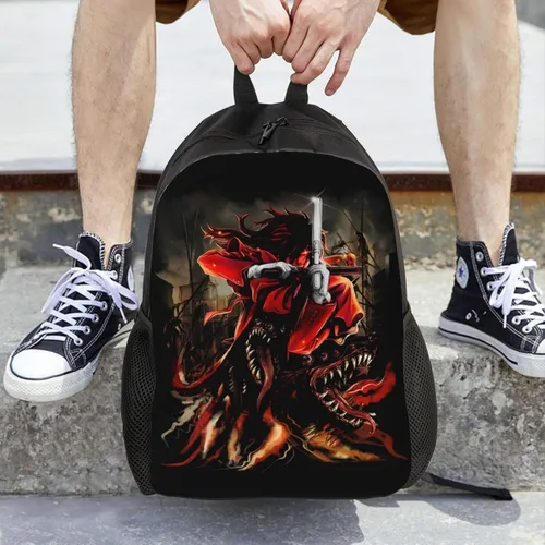 Vista 7 de Anime Hellsing - Mochila ligera unisex a la moda, casual, bolsa de viaje, Negro -, Mochilas de mochila