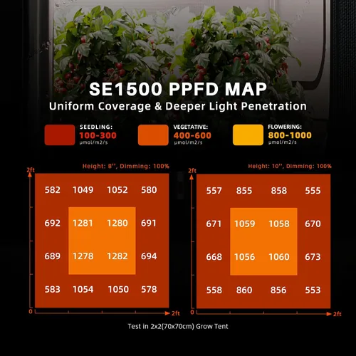 Vista 7 de Spider Farmer SE1500 LED crece la luz para plantas de interior 150W