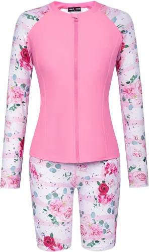 Vista 5 de JACK SMITH Traje de baño de 3 piezas de manga larga con cremallera frontal, tankini UPF 50 para mujer