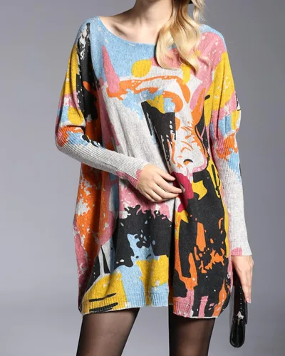 Vista 5 de ellazhu Sudadera casual de manga larga para mujer, ajuste relajado, cuello redondo, estampado DH38