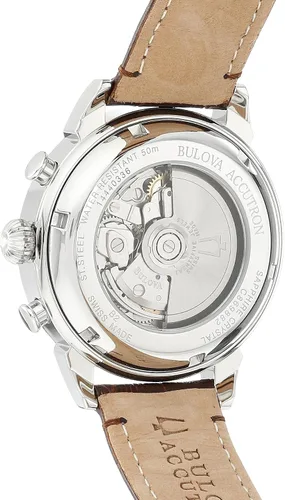Vista 2 de Bulova Reloj marrón automático suizo 63C107 Gemini con pantalla analógica para hombre, plateado, Tono plateado