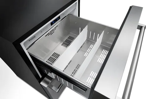 Vista 8 de Thor Kitchen Cajón para refrigerador interior y exterior de 24 pulgadas en acero inoxidable - Modelo TRF24U