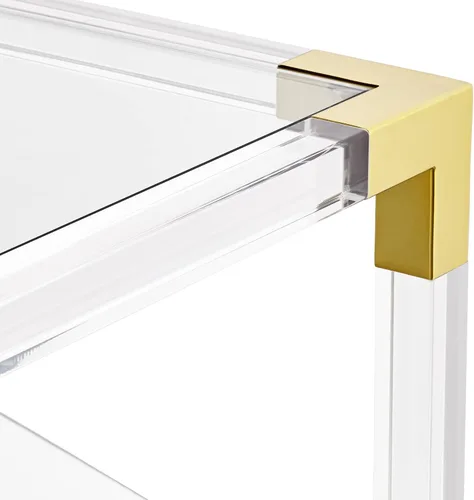 Vista 4 de Hanna Modern Glam - Mesa de centro cuadrada de acrílico fundido de 40 pulgadas de ancho de color dorado brillante, cristal templado transparente