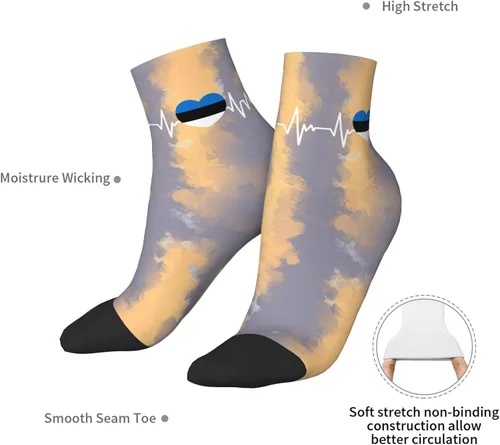 Vista 7 de Estonian Heartbeat I Love Estonia Heart Flag Ankle Socks Winter Low Cut Sports Warm Comfort Breathable Casual Socks For Mens And Womens