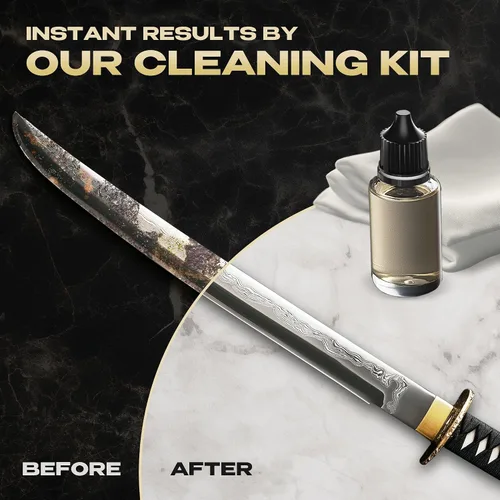 Vista 8 de Basic Katana Cleaning Kit with 5 pcs Cleaning Cloths and Bottle of Choji Oil - Maintenance Care Set for Samurai Swords - Care for Samurai Japanese